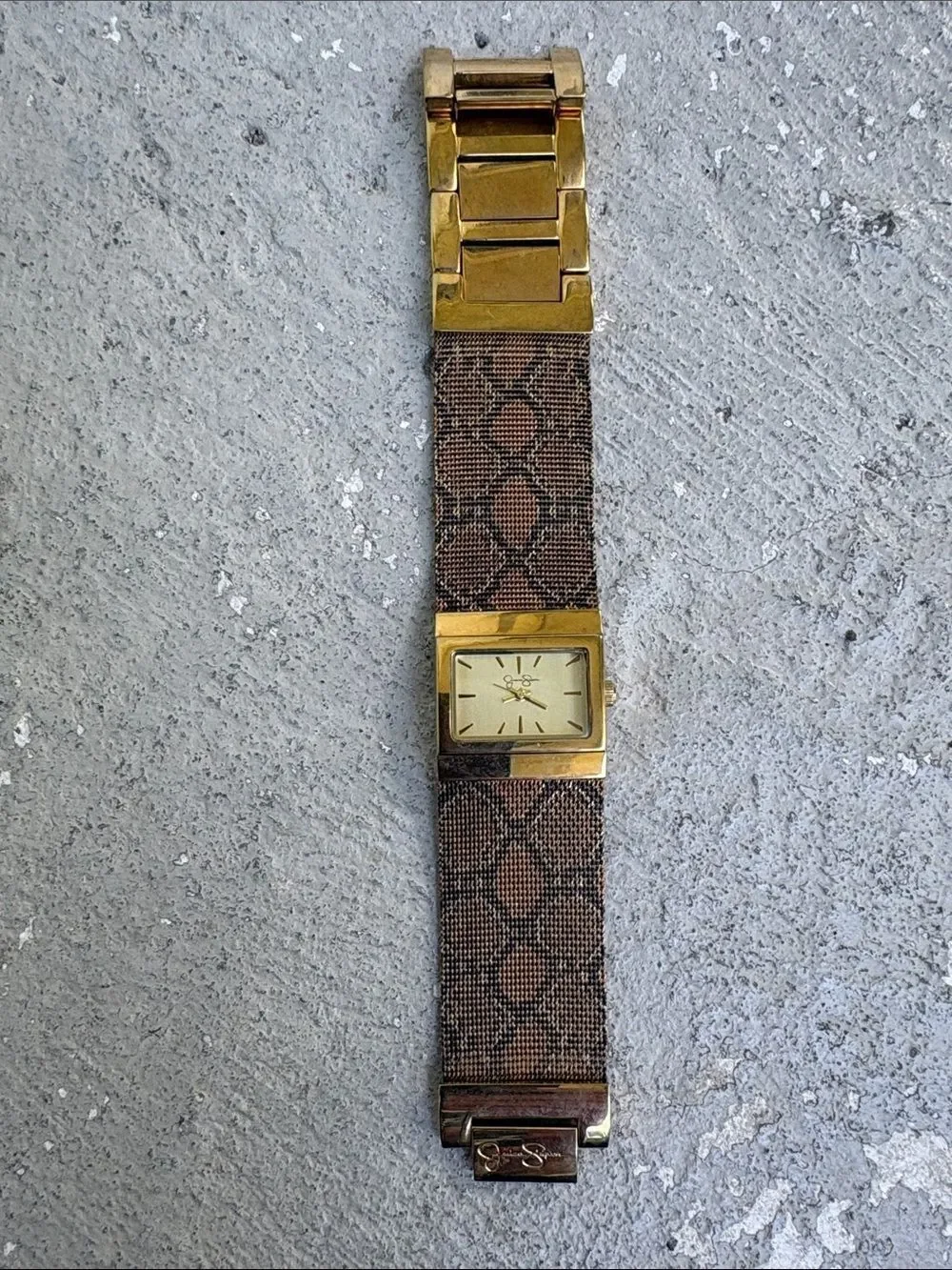 Jessica Simpson faux snake metal watchband